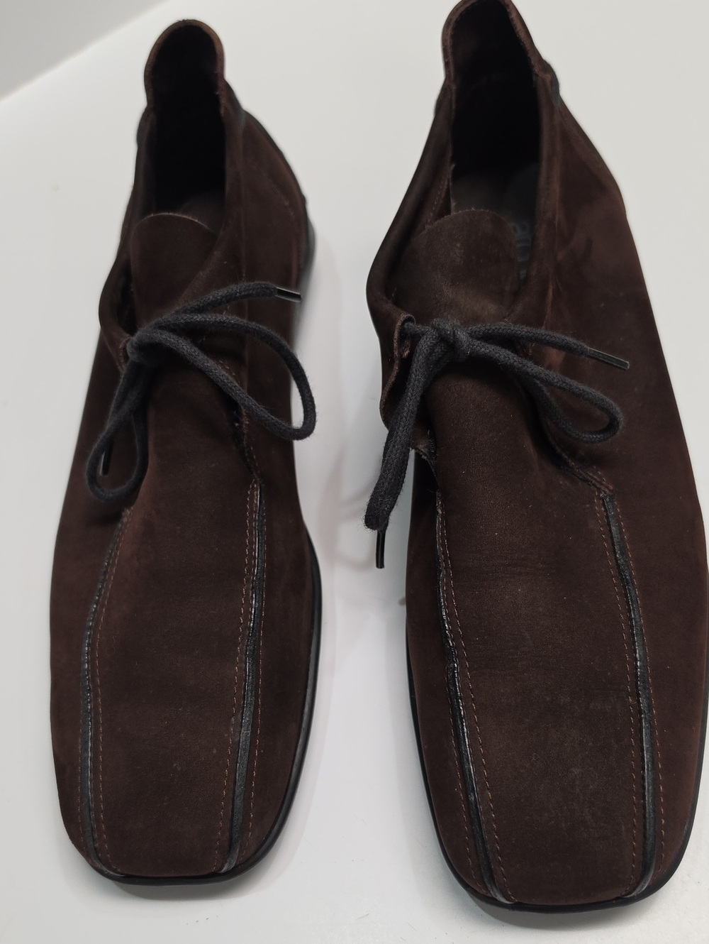 Arche France Dark Brown Suede Square-Toe Lace-Up Loafers / Oxfords - Size 10